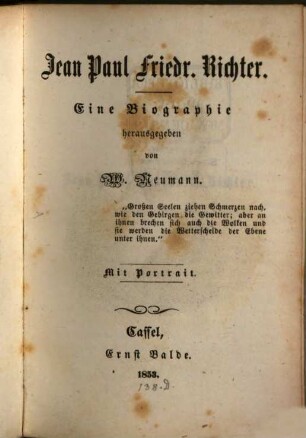 Jean Paul Friedrich Richter : Eine Biographie