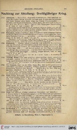 Nachtrag zur Abteilung: Dreißigjähriger Krieg (Nr. 1756 - 1791)