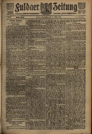 Erste Ausgabe vom Donnerstag, den 10. März 1910.