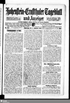 Hohenstein-Ernstthaler Tageblatt und Anzeiger : Hohenstein-Ernstthaler Zeitung, Nachrichten und Neueste Nachrichten ; Generalanzeiger für Hohenstein-Ernstthal mit Hüttengrund, Oberlungwitz, Gersdorf, Hermsdorf, Bernsdorf, ...