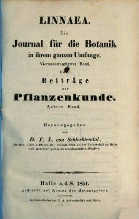 Linnaea  : ein Journal für die Botanik in ihrem ganzen Umfange. 24. 1851
