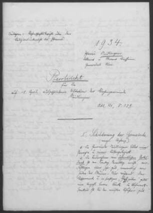 Neidlingen: Pfarrbericht 1934