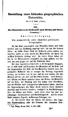 Darstellung eines bildenden geographischen Unterrichts