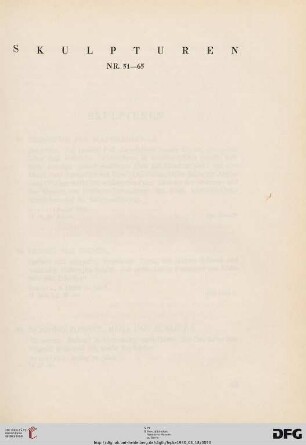 Skulpturen (Nr. 51-65)