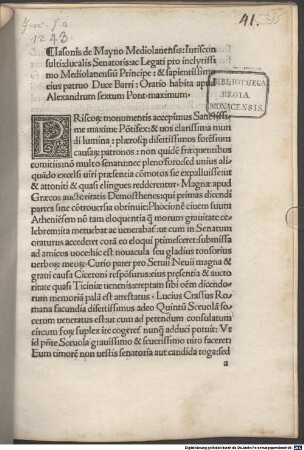Oratio habita apud Alexandrum VI. pro Mediolanensium principe : Rom, 1492.12.13