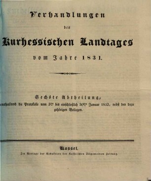 Verhandlungen des Kurhessischen Landtages. 1831,6. - S. 1166 - 1340