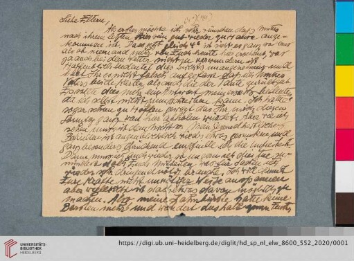 Briefe: Brief von Elfriede Lohse-Wächtler an Sidonie Wächtler und Gustav Adolf Wächtler