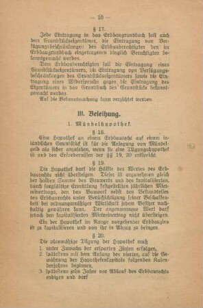 III. Beleihung