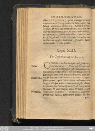 Caput XIII. De Ophthalmia oculorum.