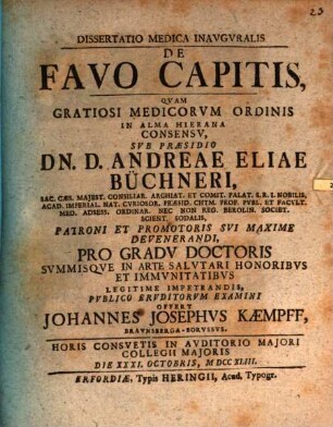 Diss. med. inaug. de favo capitis