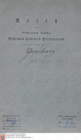 Ysenburg-Büdingen, Karl Ludwig Wilhelm Graf v., zu Meerholz