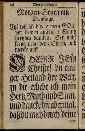 Morgen-Segen am Dienstage