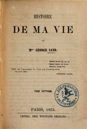 Histoire de ma vie, 7