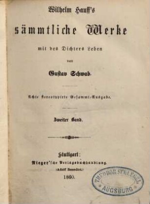 Wilhelm Hauff's sämtliche Werke. 2