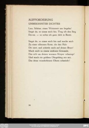 Aufforderung Unbekannter Dichter