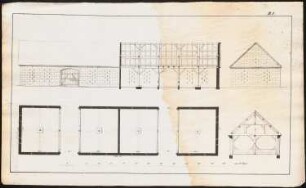 Architekton. Entwürfe aus d. Gebiete d. landwirtschaftl. und ländlichen Baukunst, H.1, Breslau: Grundriss, Schnitte und Ansicht