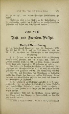 Titel VIII. Paß- und Fremden-Polizei.
