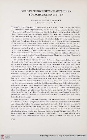 Die geisteswissenschaftlichen Forschungsinstitute