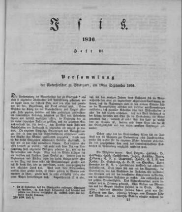 Versammlung der Naturforscher zu Stuttgard, am 18ten September 1834
