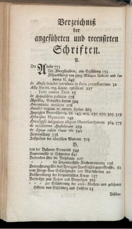 Verzeichniß der angeführten und recensirten Schriften.