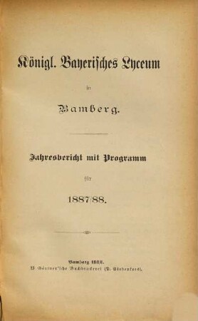 Jahresbericht mit Programm für .... 1887/88 (1888)