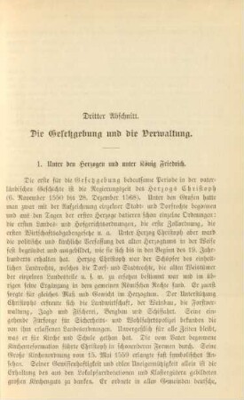 Dritter Abschnitt. Die Gesetzgebung und die Verwaltung