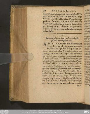 LVII. Commonefactio de Anagoge [et] analysi syllogismorum exemplis declarata.