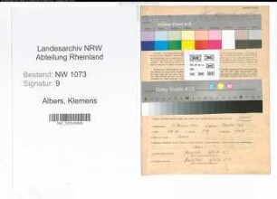 Entnazifizierung Klemens Albers , geb. 03.01.1914 (Zollinspektor)