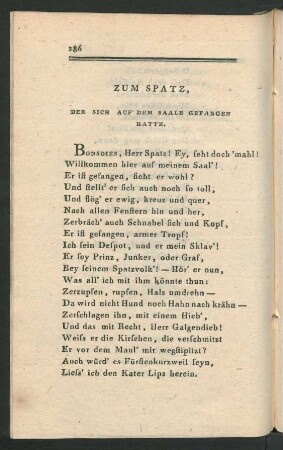 Zum Spatz, Der Sich Auf Dem Saale Gefangen Hatte