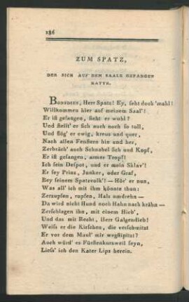 Zum Spatz, Der Sich Auf Dem Saale Gefangen Hatte