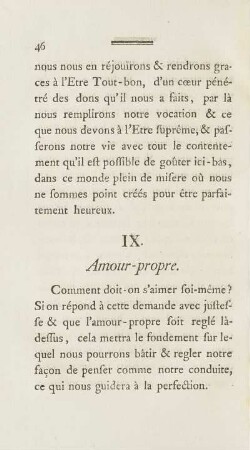 IX. Amour-propre