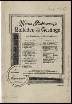 Balladen und Gesänge : für Baryton oder Bass mit Pianoforte. 6. 37 S.