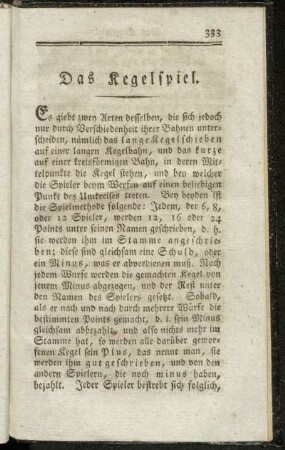 Das Kegelspiel
