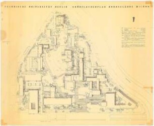 Institut für Wasserbau und Wasserwirtschaft der Technischen Universität Berlin (Nordgelände): Lageplan mit Grünflächenplan gesamtes Nordgelände 1:500