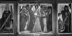 Flügelaltar : Flügelaltar. Tempera, Holz (1476/1500). Christus und die zwölf Apostel mit Heiligen und Engeln. Graz: Steiermärkisches Landesmuseum Joanneum