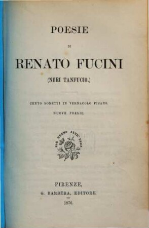 Poesie di Fucini : Cento sonetti in vernacolo pisano. Nusve poesio