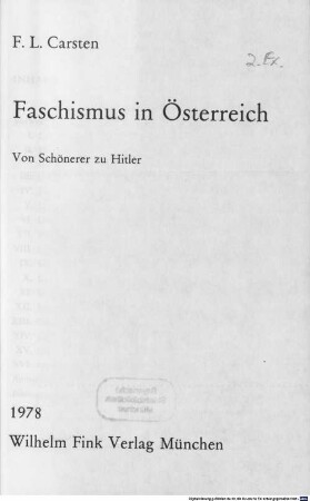 Faschismus in Österreich : Von Schönerer zu Hitler