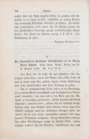 164-167 [Rezension] Schmid, Georg Viktor, Die säkularisirten Bisthümer Teutschlands