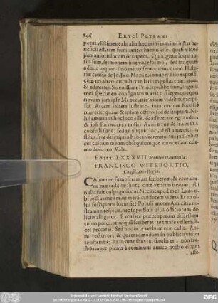 Epist. LXXXVII. Montes Hannoniae. Francisco Witebortio, Consiliario Regio.