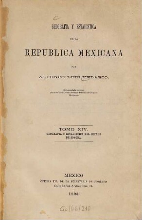 Geografía y estadística de la República Mexicana, 14