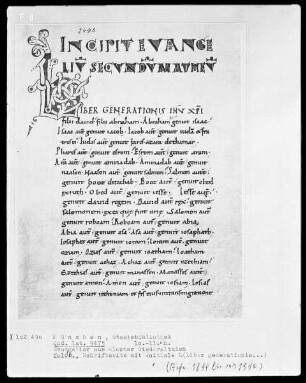 Evangeliar aus Kloster Niederaltaich — Initiale L (iber generationis), Folio 16recto