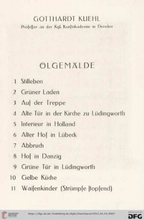 Ölgemälde (Nr. 1-47)