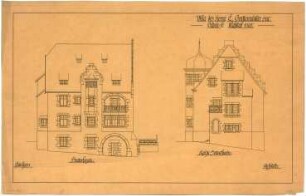 Billing, Hermann; Baden-Baden, Vicentistr. 14; Haus Beuttenmüller senior - Hinterfassade (Ansicht); rechte Seitenfassade (Ansicht)