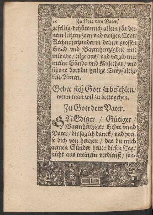 Gebet sich Gott zu befehlen/ wenn man wil zu bette gehen.