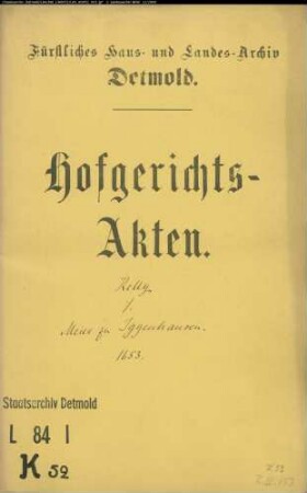 Kelly, Johann, Leutnants Witwe gegen Meier zu Iggenhausen (v. Exter) - Schuldforderung