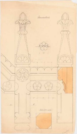 Stiftskirche, Marienborn Umbau: Orgel: Spitzen der gedrehten Säulen