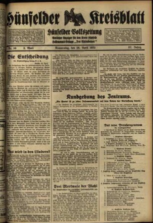 Zweite Ausgabe vom Donnerstag, den 28. April 1932.