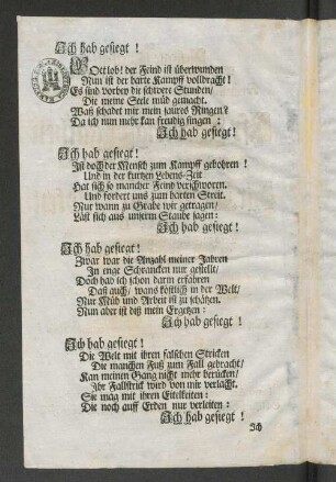 [Die Besiegte Eitelkeit. Ode.]