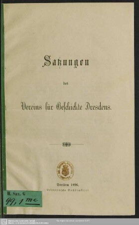 Satzungen des Vereins für Geschichte Dresdens