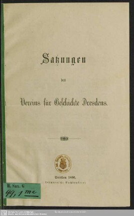 Satzungen des Vereins für Geschichte Dresdens